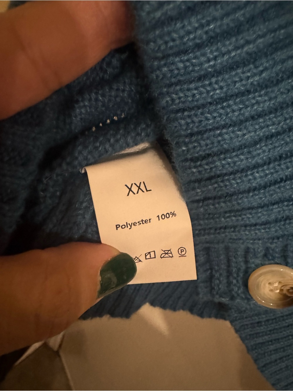 Embroidered Teal V-Neck Button Cardigan Sweater - Picture 6 of 7
